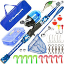 DaddyGoFish Kids Fishing Pole - Rod Reel Combo Tackle Box Starter Set - First Year Small Gear Kit for Boys Girls Toddler Youth Age Beginner Little Children by TinyTreasures Baby Boutique