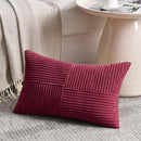 Fancy Homi 2 Packs Burgundy Lumbar Decorative Throw Pillow Covers 14x24 Inch for Living Room Couch Bed, Farmhouse Boho Home Decor, Soft Striped Corduroy Rectangle Accent Cushion Case 35x60 cm by CozyNest Decor