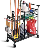 PLKOW Garden Tool Organizer with Wheels, Garden Tool Rack, Yard Tool Holder for Rakes, Shovel, Fertilizer, Garden Tool Storage for Garage, Shed, Outdoor by GreenHaven Gardens