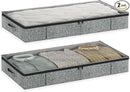 Gray Low Profile Under Bed Storage Containers 5 inches high, 33.8"x 17.7"x 5.1", Sturdy Underbed Shoe Storage Organizer, Foldable Fabric Under the Bed Storage Bins - Pack of 2 by CozyNest Decor