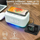 Alarm Clock Speaker Wireless Charger, Digital Alarm Clocks Bedrooms Bluetooth, Alarm Clock Dimmable Light Bedrooms Dual Alarm Snooze Dimmer 12 24H RGB Night Light Bluetooth USB AUX, White by TinyTreasures Baby Boutique