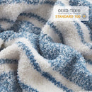 Snuggle Sac Knitted Throw Blanket for Couch, Reversible Super Soft Microfiber Blankets Warm Cozy Knit Fuzzy Plush Lightweight Throws for Sofa, Bed, Camping, Picnic, Stripe Blue, 50 x 60 inches by TinyTreasures Baby Boutique