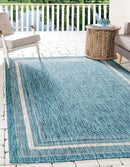 Unique Loom Outdoor Border Collection Area Rug - Soft Border (5' 1" x 8' Rectangle, Teal/ Ivory) by GreenHaven Gardens