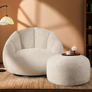 Giant Bean Bag Swivel Chair for Adults - Comfy Plush Round Shell Soft Accent Chaise Lounge Indoor Chair, Oversized Cozy Floor Sofa for Living Room, Bedroom & Game Rooms, Beige by CozyNest Decor