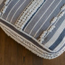 Pouf Ottoman, Square Hand Woven Loop and Striped Ottoman Pouf for Living Room or Bedroom, Floor Chair, Foot Rest or Decorative Home Decor by CozyNest Decor
