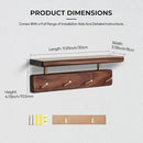 Shelf with Hooks, Solid Wood Bedroom Shelves for Wall, Wooden Coat Rack Wall Mount for Bathroom, Kitchen, Door Entryway (Walnut, 30cm/11.81inch) by CozyNest Decor