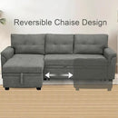 Naomi Home Transform Any Space: Sleeper Sectional Sofa with Convertible Sofa Bed & Inviting Chaise. Find Tranquil Comfort with Stress-Relieving Design & Durable Cushions - Gray/Velvet by CozyNest Decor