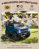 Licensed Ford F-150 Raptor 2 Seater Ride on Car for Kids, 24 Volt Ride on Toys for Boys w/Remote Control, Kids Electric Car w/LED Lights, Bluetooth, Truck Bed Storage, Soft Start (Blue) by TinyTreasures Baby Boutique