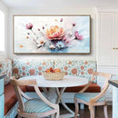 amatop Framed Floral Canvas Wall Art Picture Large Pink Blue Abstract Bloom Bouquet Print with Daisy Peony Elegant Botanical Nature Artwork for Living Room Bedroom Dining Room Entryway Decor 48x24 inch by CozyNest Decor