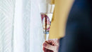 Victoria Barcelona Champagne Flute - 7.5 Oz Mouth-Blown Hand Painted, Antoni Gaudi & Murano Inspired Artistic Unique Gift Ideas Anniversary, Birthday, Weddings, Women & Men (2, Sagrada Red) by CozyNest Decor