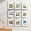 Vittanly 9x12 Picture Frames Set of 9, Shatter Resistant Plexiglass, Display 6x8 Pictures with Mat or 9x12 without Mat, Photo Frames for Wall or Tabletop, Engineered Wood, Distressed White by CozyNest Decor