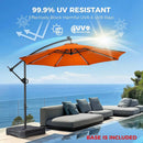 HOMSHADE 10ft Solar Lights Offset Cantilever Patio Umbrella - with Light and Base, LED Lighted Offset Hanging Patio Outdoor Market Umbrella UPF50+ UV Protection with Easy Tilt and Crank (Orange) by GreenHaven Gardens
