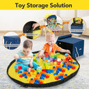 Kids Toy Box Chest Storage with Lid and Big Play Mat for Boys and Girls,Collapsible Fabric Toy Building Bricks Storage Container Organizer Bin with Rug for Playroom and Nursery Organization by TinyTreasures Baby Boutique