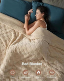Pawque Super Soft Cozy Throw Blanket Queen Size for Couch Bed, Fluffy Sherpa Fleece Reversible Thick Warm Fuzzy Blanket for All-Season, 3D Checkered Jacquard Decorative Blankets, Khaki, 90"x90" by CozyNest Decor