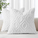 decorUhome Fall Throw Pillow Covers 24x24 Inch Set of 2, Soft Plush Decorative Faux Fur White Solid Couch Pillow Covers, Accent Farmhouse Neutral Square Euro Pillow Cases for Sofa Bed Living Room by CozyNest Decor
