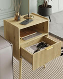 Nightstand,Modern Bedside Table with Storage Drawer and Open Wood Shelf, Accent Night Stand with Solid Wood Legs for Living Room, Bedroom and Small Spaces,Easy Assembly (Yellow Oak) by CozyNest Decor