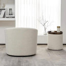 KINWELL 34" Boucle Swivel Barrel Chair with 18" Round Ottoman Set, Fully Assembled Set of Sherpa Accent Chair and Footrest, Modern Comfy Armchair and Footstool for Living Room and Bedroom, Cream by CozyNest Decor