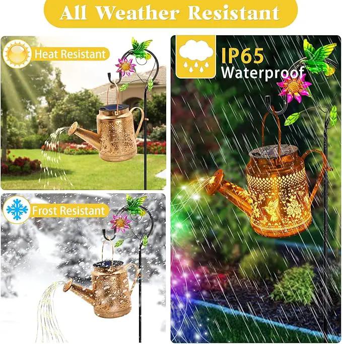 2 Pack Solar Lanterns Outdoor Waterproof,Hummingbird Watering Can Garden Decor,Hanging Solar Path Lights Yard Art,Outside Patio Decorations Gardening Birthday Gifts for Mom Grandma Women (with Hook), photo 7 of 7