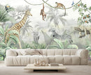 Nursery Safari Wallpaper Kids Tropical Jungle Banana Leaf Wall Mural Animals Wall Decor for Boys Room Girls Room Bedroom Living Room(Not Self-Adhesive) by TinyTreasures Baby Boutique
