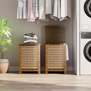 SMIBUY Double Laundry Hamper with Lid, 120L Bamboo Laundry Basket with Removable Liner Bag, 2-Section Clothes Divider Laundry Sorter for Laundry Room, Bathroom, Bedroom (Walnut) by CozyNest Decor