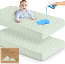 Waterproof Crib Mattress Protector Cover Fitted - 2-Pack Quiet Baby Crib Mattress Pad Sheets, 52" x 28" Soft Quilted Cotton Baby Sheet, Machine Washable, Easy Fit, Durable (Aloe/Quin) by TinyTreasures Baby Boutique