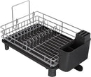BOOSINY Stainless Steel Dish Drainers Drying Rack for Kitchen Counter with Automatic Drainage, 1 Tier Rust Proof Metal, Space Saving, Modern Aesthetic, Compact Plates Strainers,Gray by CozyNest Decor