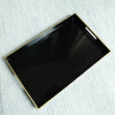 Spsyrine Black Decorative Serving Tray with Handles, Elegant Plastic Coffee Table Tray for Ottoman, Living Room, Home Decor 15.6" X 10.2" by CozyNest Decor