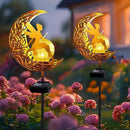 YJFWAL 2 Pack Garden Solar Lights Pathway Stake Lights Moon Fairy Glass Globe with Angel Decor, Gardening Birthday Gift for Mom Grandma Friends, Outdoor Decor Light Waterproof for Walkway, Yard, Patio by CozyNest Decor