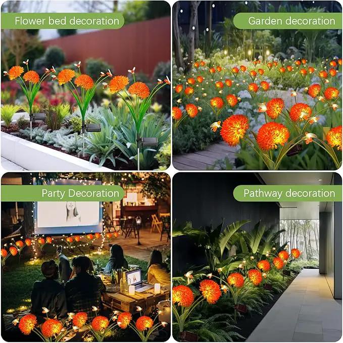 Solar Garden Lights, 4 Pack Swaying Bee Lights With Flowers, Waterproof Firefly Lights Outdoor for Garden Patio Yard Pathway Fall Decoration, Gifts for Women Mother's Day, photo 6 of 7