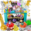 Metallic Slime Kit for Girls, Glimmer Crunchy, Galaxy Slime Making Kit for Girls Boys 6-12, Glow in The Dark DIY Slime Kit with Add-ins, Foam Balls, Charms, Glitters, Party Favors Gift Toys for Kids by TinyTreasures Baby Boutique