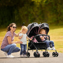 Dream On Me Volgo Twin Umbrella Stroller in Pink, Lightweight Double Stroller for Infant & Toddler, Compact Easy Fold, Large Storage Basket, Large and Adjustable Canopy by TinyTreasures Baby Boutique