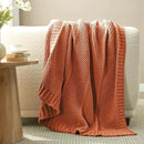 Amélie Home Chenille Knit Throw Blanket for Couch, Chevron Texture Decorative Soft Blanket for Sofa, Bed & Chair, 50"x60", Burnt Orange by CozyNest Decor