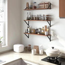 Heimlove Floating Shelves for Wall, 24 Inch Long Wood Floating Shelves Set of 3, Wall Mounted Hanging Shelf for Bathroom Bedroom Kitchen, Rustic Brown by CozyNest Decor
