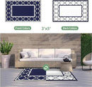 GENIMO 3' x 5' Outdoor Rug Waterproof for Patio Decor, Foldable Reversible Plastic Straw Area Rugs Mat for Camper, Outside Carpet for Rv, Deck, Porch, Picnic, Beach, Balcony, Blue & White by GreenHaven Gardens