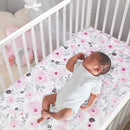 Bedtime Originals Blossom Pink Watercolor Floral 3-Piece Baby Crib Bedding Set by TinyTreasures Baby Boutique
