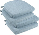 downluxe Indoor Chair Cushions for Dining Chairs, Soft and Comfortable Textured Foam Kitchen Chair Pads with Ties and Non-Slip Backing, 16" x 16" x 2", Light Blue, 4 Pack by CozyNest Decor