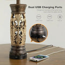 BOBOMOMO 27.25” Antique Gold Table Lamps Set of 2 – Farmhouse Bedside Lamps with Night Light & USB A+C Ports, Vintage Lamps for Bedroom, Living Room, Entryway, Nursery, Reading Nook(Bulbs Included by CozyNest Decor