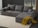 Boneless Sectional Cloud Couch Sofa for Living Room, 112" L-Shaped Modular Modern Lounge Sleeper Grey Couches with Chaise, No Assemble, Cordury Compression Upholstered Sofas by CozyNest Decor
