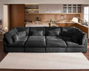 Oversized Modular Sofa, Extra Deep Cloud Corduroy Sectional Couch with Ottoman Chaise, Fluffy Chenille 8 Seater Couch Bed for Living Room, Villa (Sofa Bed 8 Seater, Corduroy Black) by CozyNest Decor