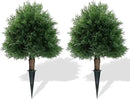 20" Artificial Cedar Topiary Ball Trees with Ground Spike, 2 Pack UV Resistant Artificial Shrubs, Fake Evergreen Artificial Plant Brush for Indoor Outdoor Front Porch Garden by GreenHaven Gardens
