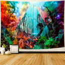 Delur Forest Tapestry Waterfall Mountain Rainforest Sunset Nature Tree Tapestry Wall Hanging Scenic Tropical Landscape Natural Sunrise Headboard for Bedroom Living Room Home Decor (51.2" x 59.1") by CozyNest Decor