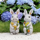 Solar Easter Rabbit Statue - Rock-Like Design with Flower Lamp Beads Woman Gifts Resin Easter Bunny Sculpture for Indoor and Outdoor Statue Decor, Garden Decoration by GreenHaven Gardens
