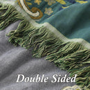 Snycler Boho Throw Blanket for Bed - 100% Cotton Ultra Soft Rustic Quilt - Green Boho Floral Printed Farmhouse Decor Bed Blankets, 80"×90" All Season Rustic Throw for Sofa Couch Chair by CozyNest Decor
