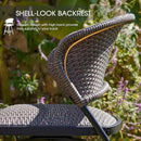 VICLLAX Patio Bar Stool Chairs with Footrests and Padded Seat, Bar Height Swivel Patio Chairs Set of 4, Brown Woven Wicker Swivel Bar Stools for Lawn Garden by CozyNest Decor