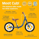 Retrospec Cub Toddler 12" Balance Bike, 18 Months - 3 Years Old, No Pedal Beginner Kids Bicycle for Girls & Boys, Flat-Free Tires, Adjustable Seat, & Durable Frame by TinyTreasures Baby Boutique