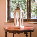 Bdor 2 Pack 26in Farmhouse White Waterproof Wood Metal Decorative Lanterns with Remote Control, Timer, Tempered Glass, Flameless Pillar Candles, Decorative Lanterns for Front Porch, Wedding by CozyNest Decor