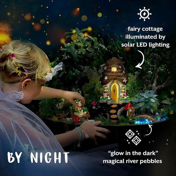 WILD PIXY Fairy Garden Kit - 13 Piece Glow in The Dark Fairy Garden Accessories, 7.1"" Outdoor Fairy House with Opening Door and Solar LED Light, Garden Door for Trees, Stones, Indoor/Outdoor Décor, photo 2 of 7