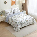 ABREEZE Floral Duvet Cover King Size Set Bird Flowers Bedding Set 100% Brushed Cotton Bedding Collection 1 Duvet Cover with 2 Pillowcases White by CozyNest Decor
