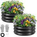 GreatBuddy 2x2x1 ft Round Galvanized Raised Bed, Easy-Assembly Raised Garden Bed with Anti-Cut Gloves & Tools, Rust-Proof Garden Bed for Outdoor, Vegetables, Herbs, Small Trees, Black by GreenHaven Gardens
