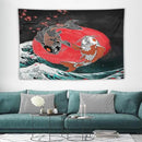 Houselerax Koi Fish Tapestries,Japanese Style Yin Yang Big Wave Cherry Blossoms Tapestry Wall Hanging for Bedroom Living Room Office Decor 60"x40" by CozyNest Decor